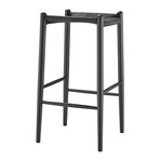 Evelina Bar Stool without Backrest with Black Frame and Rush Seat // Set of 1