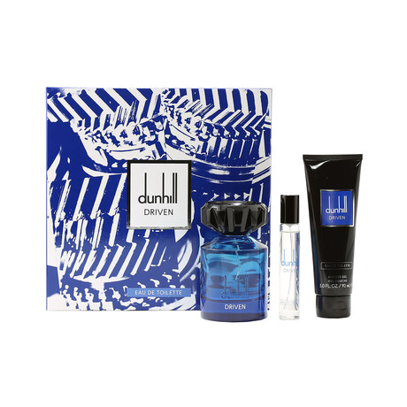 Men's Fragrance // Dunhill Driven Blue Men Set // 3.4 oz EDT Spray + 3.0 oz Shower Gel + 0.5 oz Mini