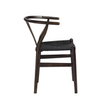 Evelina Side Chair with Walnut Stained Framed and Black Rush Seat // Set of 2