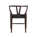 Evelina Side Chair with Walnut Stained Framed and Black Rush Seat // Set of 2