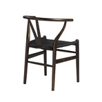 Evelina Side Chair with Walnut Stained Framed and Black Rush Seat // Set of 2