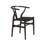 Evelina Side Chair with Walnut Stained Framed and Black Rush Seat // Set of 2