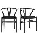 Evelina Side Chair with Black Stained Framed and Black Velvet Seat // Set of 2