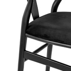 Evelina Side Chair with Black Stained Framed and Black Velvet Seat // Set of 2