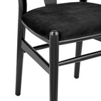 Evelina Side Chair with Black Stained Framed and Black Velvet Seat // Set of 2