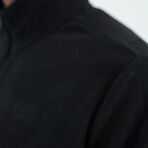 Half Zip High Collar Polar Sweatshirt with Embroided Logo // Black (S)