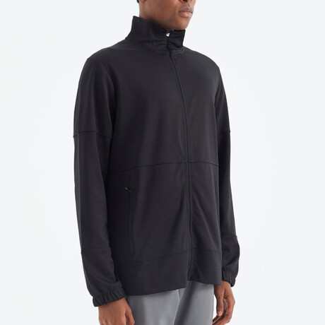 High Collar Zippered Pocket Detailed Sweatshirt // Black (S)