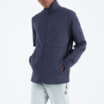 High Collar Zippered Pocket Detailed Sweatshirt // Indigo (S)