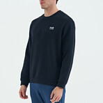 Crewneck Sweatshirt with Embroided Logo // Navy Blue (S)