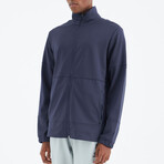 High Collar Zippered Pocket Detailed Sweatshirt // Indigo (S)