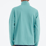 High Collar Zippered Pocket Detailed Sweatshirt // Sea Green (S)