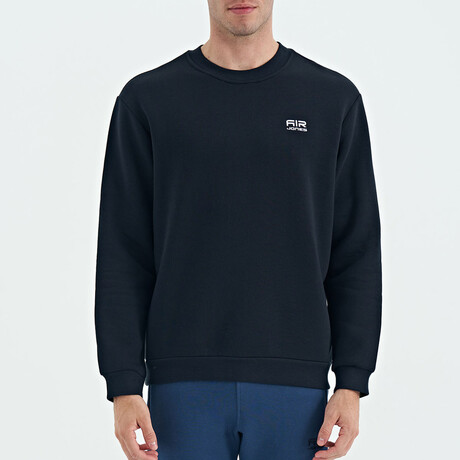 Crewneck Sweatshirt with Embroided Logo // Navy Blue (S)