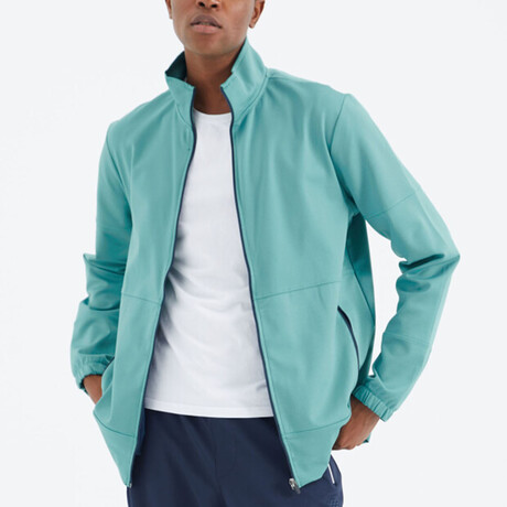 High Collar Zippered Pocket Detailed Sweatshirt // Sea Green (S)