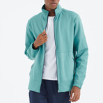 High Collar Zippered Pocket Detailed Sweatshirt // Sea Green (S)