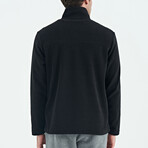 Half Zip High Collar Polar Sweatshirt with Embroided Logo // Black (S)