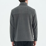 Half Zip High Collar Polar Sweatshirt with Embroided Logo // Dark Gray (S)