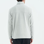 Half Zip High Collar Polar Sweatshirt with Embroided Logo // Stone (S)