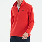 Half Zip High Collar Polar Sweatshirt with Embroided Logo // Fiesta (S)