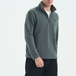 Half Zip High Collar Polar Sweatshirt with Embroided Logo // Green Almond (S)