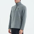 Half Zip High Collar Polar Sweatshirt with Embroided Logo // Gray Melange (S)