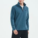 Half Zip High Collar Polar Sweatshirt with Embroided Logo // Jungle Green (S)