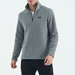 Half Zip High Collar Polar Sweatshirt with Embroided Logo // Gray Melange (S)