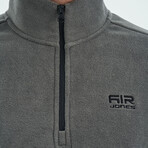 Half Zip High Collar Polar Sweatshirt with Embroided Logo // Dark Gray (S)