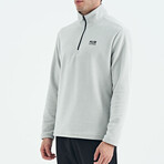 Half Zip High Collar Polar Sweatshirt with Embroided Logo // Stone (S)