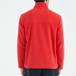 Half Zip High Collar Polar Sweatshirt with Embroided Logo // Fiesta (S)