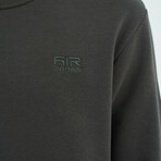 Crewneck Sweatshirt with Embroided Logo // Khaki (S)