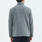 Half Zip High Collar Polar Sweatshirt with Embroided Logo // Gray Melange (S)