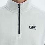 Half Zip High Collar Polar Sweatshirt with Embroided Logo // Stone (S)