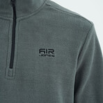 Half Zip High Collar Polar Sweatshirt with Embroided Logo // Green Almond (S)