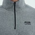 Half Zip High Collar Polar Sweatshirt with Embroided Logo // Gray Melange (S)