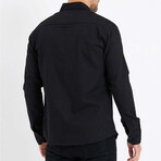 Solid Shacket w/ Shoulder Detail // Black (L)