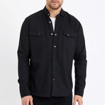 Solid Shacket w/ Shoulder Detail // Black (L)