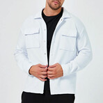 Solid Flannel Snap Button // White (M)