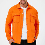 Solid Flannel Snap Button // Orange (L)