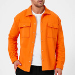 Solid Flannel Snap Button // Orange (L)