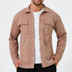 Solid Flannel Snap Button // Light Brown (2XL)