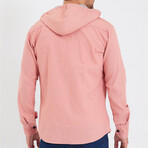 Solid Hooded Flannel Shirt // Pink (L)