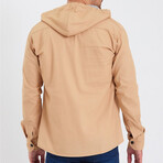 Solid Hooded Flannel Shirt // Beige (XS)