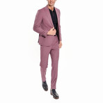 2 Piece Plain Slim Fit Mono Collar Single Button Suit // Purple (Euro: 52)