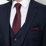 3 Piece Plain Slim Fit Mono Collar Double Button Suit // Navy (Euro: 52)