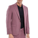 2 Piece Plain Slim Fit Mono Collar Single Button Suit // Purple (Euro: 54)