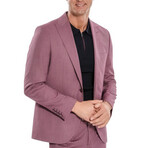 2 Piece Plain Slim Fit Mono Collar Single Button Suit // Purple (Euro: 48)