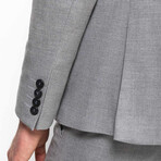 3 Piece Birdseye Slim Fit Mono Collar Double Button Suit // Gray (Euro: 46)