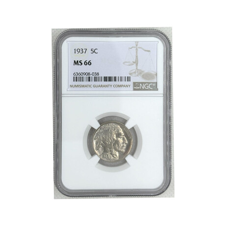 1937 P ERROR Buffalo Nickel NGC MS 66  #038