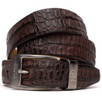 Crocodile Leather Belt // Brown (44)