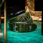 Alligator Leather Belt // Antique Green (44)